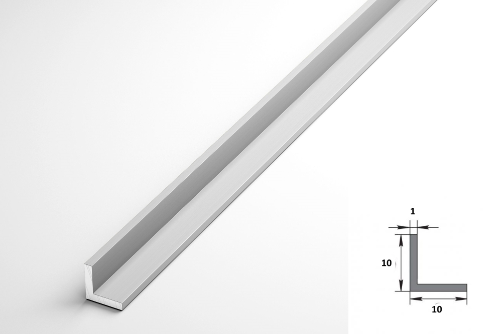 Уголок равнополочный 10х10 мм Уп 01.2000.501л Серебро