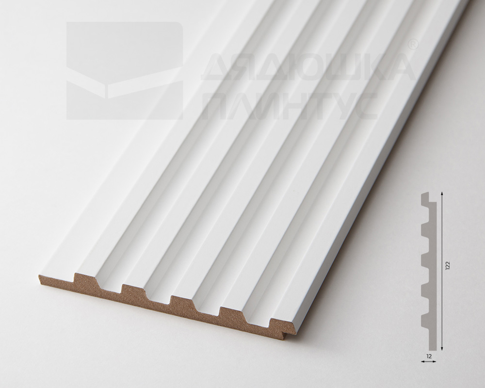 Стеновая панель МДФ 2760*122*12мм AP122501.91 Белый под покраску