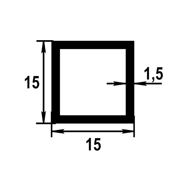 Труба квадратная 15х15 мм ТКв 02.2000.504л Бронза. Цена за 5 штук.