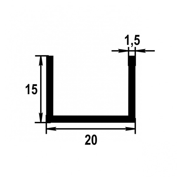 Швеллер 15*20*15 мм Шв 08.2000.501л Серебро. Цена за 5 штук.