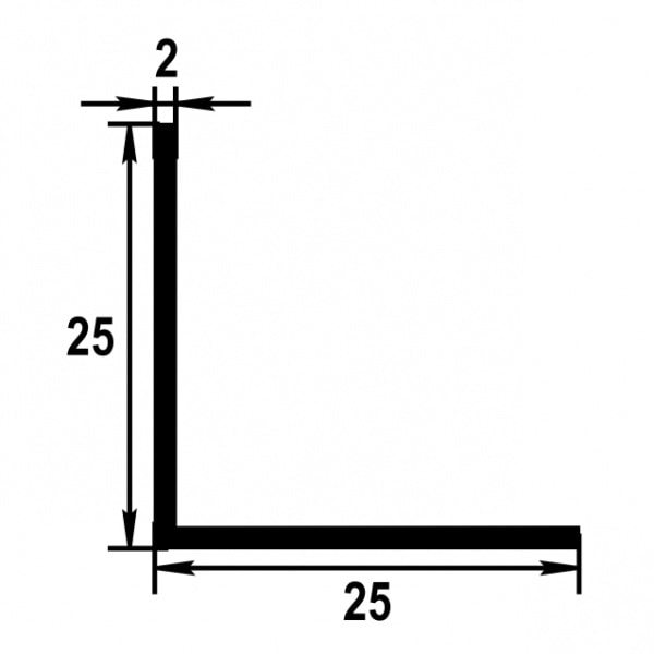 Уголок равнополочный 25х25 мм Уп 10.2000.502л Золото. Цена за 5 штук.