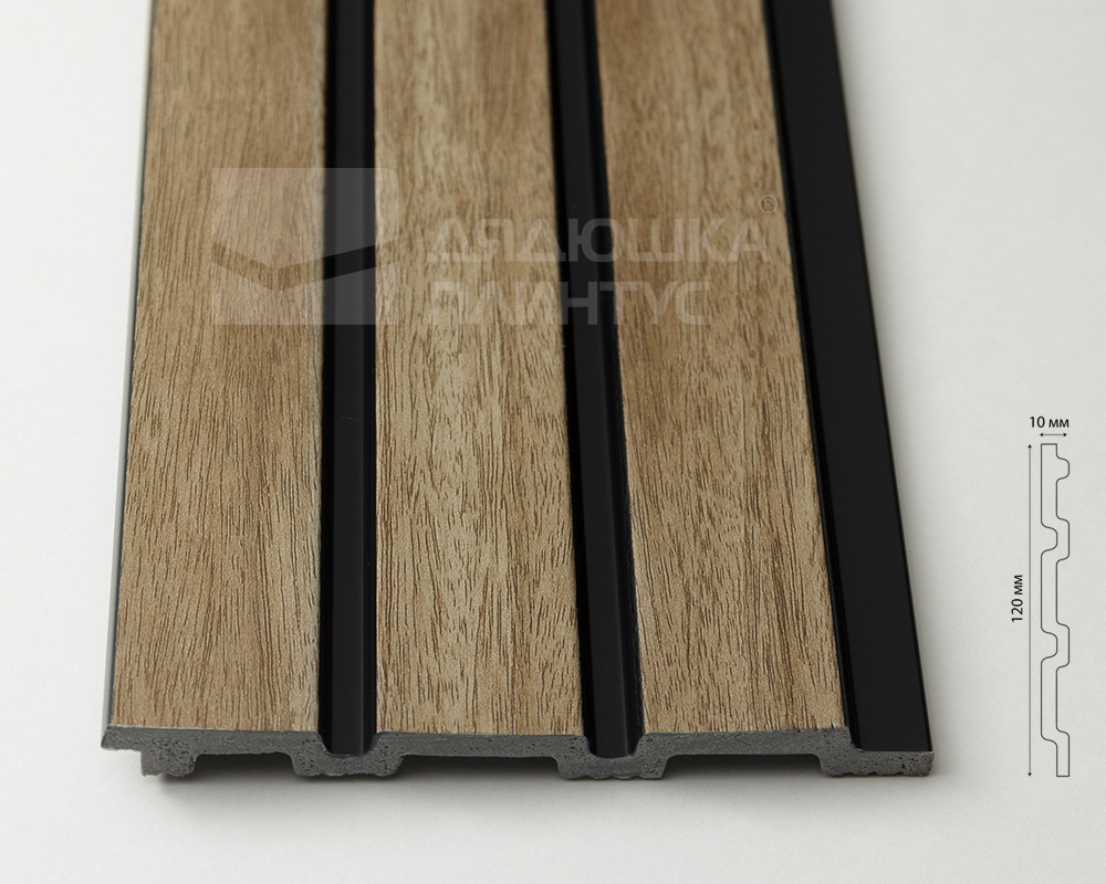 Панель вспененный полистирол ГРЕЙС 3D RAIL 120*2700 мм.  Кедр